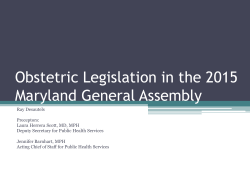 Obstetric Legislation in the 2015 Maryland General Assembly