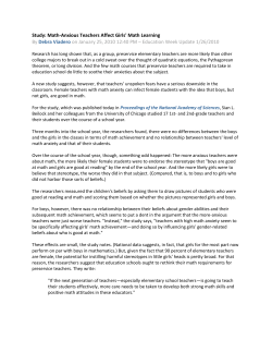 "Study: Math Anxious Teachers Affect Girls' Math Learning" by D. Viadero (pdf)