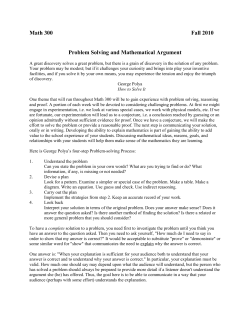 Problem Solving and Mathematical Argument (pdf)