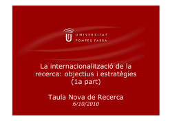 La internacionalitzaci de la recerca: objectius i estrat gies