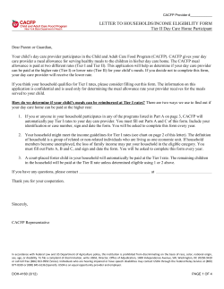 DOH-4160 Letter to Households, Tier II Day Care Home Participant