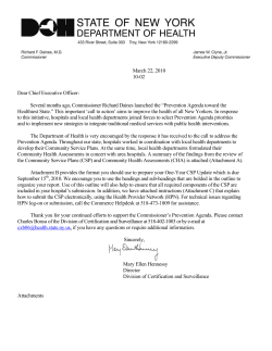 The Commissioner's Prevention Agenda for the Healthiest State Update letter is also available in Portable Document Format