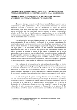 La formaci&oacute;n de usuarios como v&iacute;a eficaz para la implantaci&oacute;n de un programa de gesti&oacute;n de documentos y archivos en las universidades
