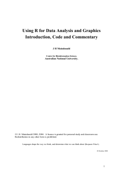 "Using R for Data Analysis and Graphics: Introduction, Code and Commentary," by J.H. Maindonald