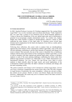 The Contemporary Global Legal Order: Continuity, Change, and challenges (New trends in Global and Comparative Law)