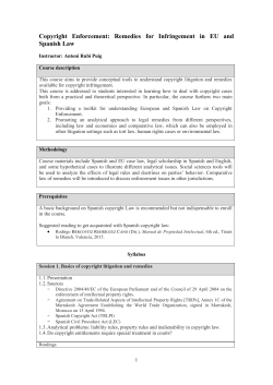 Copyright enforcement: remedies for infringement in EU and Spain Law (Advanced Analysis of Global and Comparative Law)