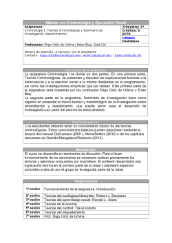 Criminolog a I: Teor as Criminol gicas y Seminario de Investigaci n (desistimiento)
