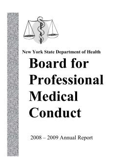 Board for Professional Medical Conduct 2008-2009 Annual Report