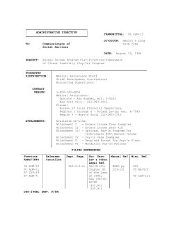 96ADM015 - Excess Income Program Clarifications/Prepayment of Client Liability (Pay-In) Program