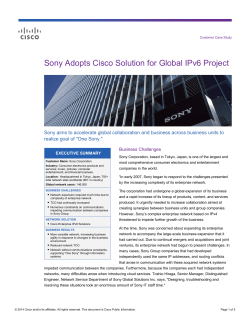 Sony Adopts Cisco Solution for Global IPv6 Project