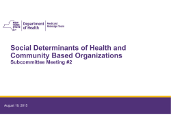 Social Determinants of Health and Community Based Organizations