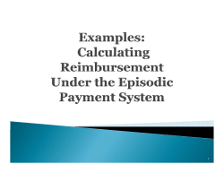 Episodic Payment System: Reimbursement Examples