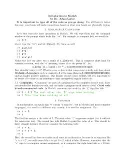 Matlab Introduction for this course