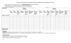 Pre-k Day Care School Immunization Survey Medical and Religious Exemption Worksheet a