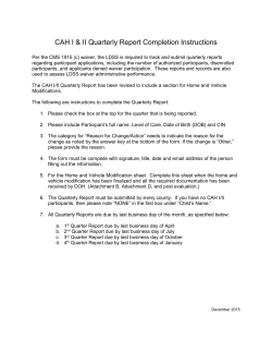CAH I II Quarterly Report Completion Instructions