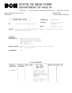 06INF-05 - Eligibility for "Federal Medicaid" Based on Immigration Status and Required Documentation