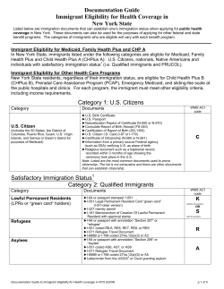 Attachment 1 - Documentation Guide Immigrant Eligibility for Health Care Coverage in New York State