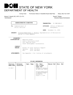 04ADM-08 - Aliessa/Adamolekun v. Novello Implementation of Retroactive Relief to Class Members