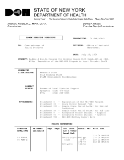 04ADM-05 - Medicaid Buy-In Program for Working People With Disabilities (MBI-WPD): Transition of the MBI-WPD Program to Local District Staff