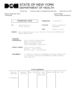 03INF-01 - New Statewide Manual Notice DOH-4272 NOTICE OF ACCEPTANCE FOR FAMILY HEALTH PLUS