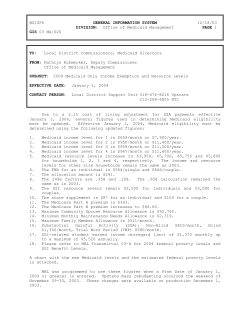 03MA026 - 2004 Medicaid Only Income Exemption and Resource Levels