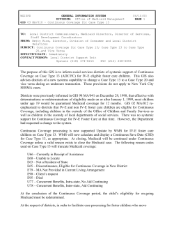 03MA010 - Continuous Coverage for Case Type 13; Case Type 13 to Case Type 20, and Vice Versa