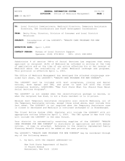 03MA007 - Introduction of the LDSS4807: HEALTH CARE PROGRAMS FOR NEW YORKERS