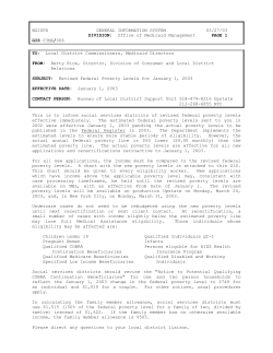 03MA006 - Revised Federal Poverty Levels for January 1, 2003