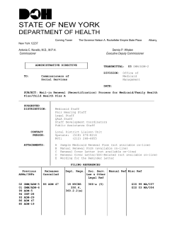 03ADM-02 - Mail-in Renewal (Recertification) Process for Medicaid/Family Health Plus/Child Health Plus A