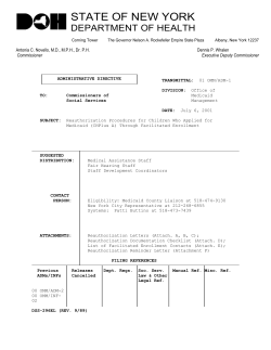 01ADM-01 - Reauthorization Procedures for Children who Applied for Medicaid (CHPlus A) Through Facilitated Enrollment