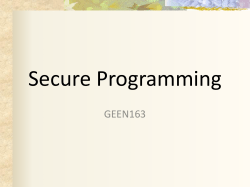 Secure Programming