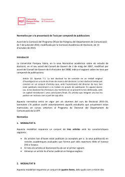 Nova normativa de tesis per compendi (en vigor des del 14 d'octubre de 2015)