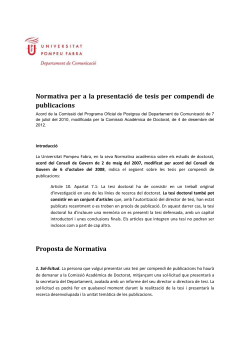 Tesis per compendi de publicacions (v lida per a doctorands matriculats fins al curs 2014-2015, incl s)