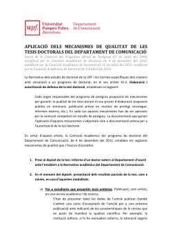 Aplicaci dels mecanismes de qualitat de les tesis doctorals