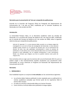 Nueva normativa de tesis por compendio (en vigor desde el 14 de octubre de 2015)