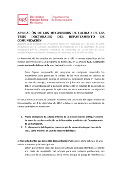 Aplicaci n de los mecanismos de calidad de las tesis doctorales