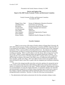 Review and Update of the Report of the 2005 Faculty Economic Welfare and Retirement Committee
