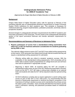 OUS Undergraduate Admission Policy