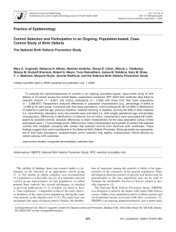 Control selection and participation in an ongoing, population-based, case-control study of birth defects: the National Birth Defects Prevention Study.