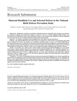 Maternal butalbital use and selected defects in the national birth defects prevention study.