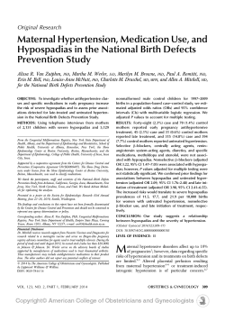 Maternal hypertension, medication use, and hypospadias in the National Birth Defects Prevention Study.