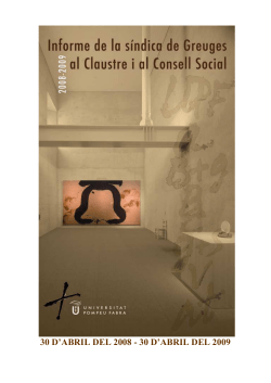 Informe del S&iacute;ndic de Greuges - 30 d'abril del 2008 - 30 d'abril del 2009 (PDF)