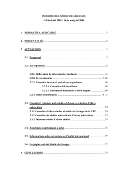 Informe del S&iacute;ndic de Greuges - 1 d'abril del 2005 - 16 de maig del 2006 (PDF)