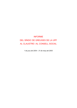 Informe del S&iacute;ndic de Greuges - 1 de juny del 2004 - 31 de mar&ccedil; del 2005 (PDF)