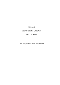 Informe del S&iacute;ndic de Greuges - 28 de maig del 2003 - 13 de maig del 2004 (PDF)