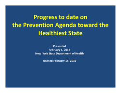 Progress to Date on the Prevention Agenda toward the Healthiest State