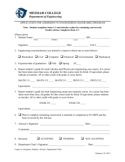 Admission to the Engineering Major Form