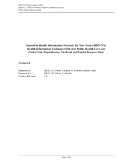 Health Information Exchange for Public Health - Use Case