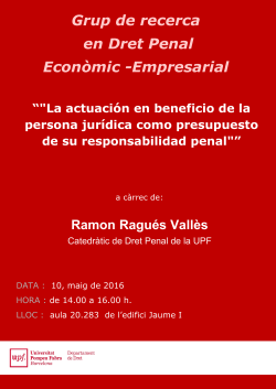 Seminari Grup Recerca Penal Econ&ograve;mic Ragu&eacute;s 10Maig 2016