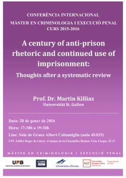 Confer&egrave;ncia Internacional del M&agrave;ster en Criminologia i Execuci&oacute;n Penal